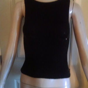 ALBERTO MAKALI Black Knit Sequence Sleeveless Top